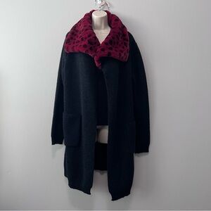 Maxsport Black Open Cardigan w/Faux Fur Neck Size L